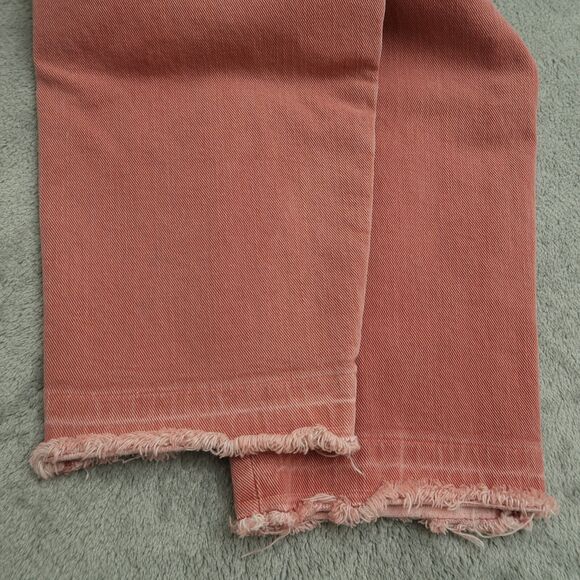 Gap Jeans Women's Size 32R Pink Mid-Rise True Skinny Stretch Fringe 26.5" Inseam - Picture 2 of 15